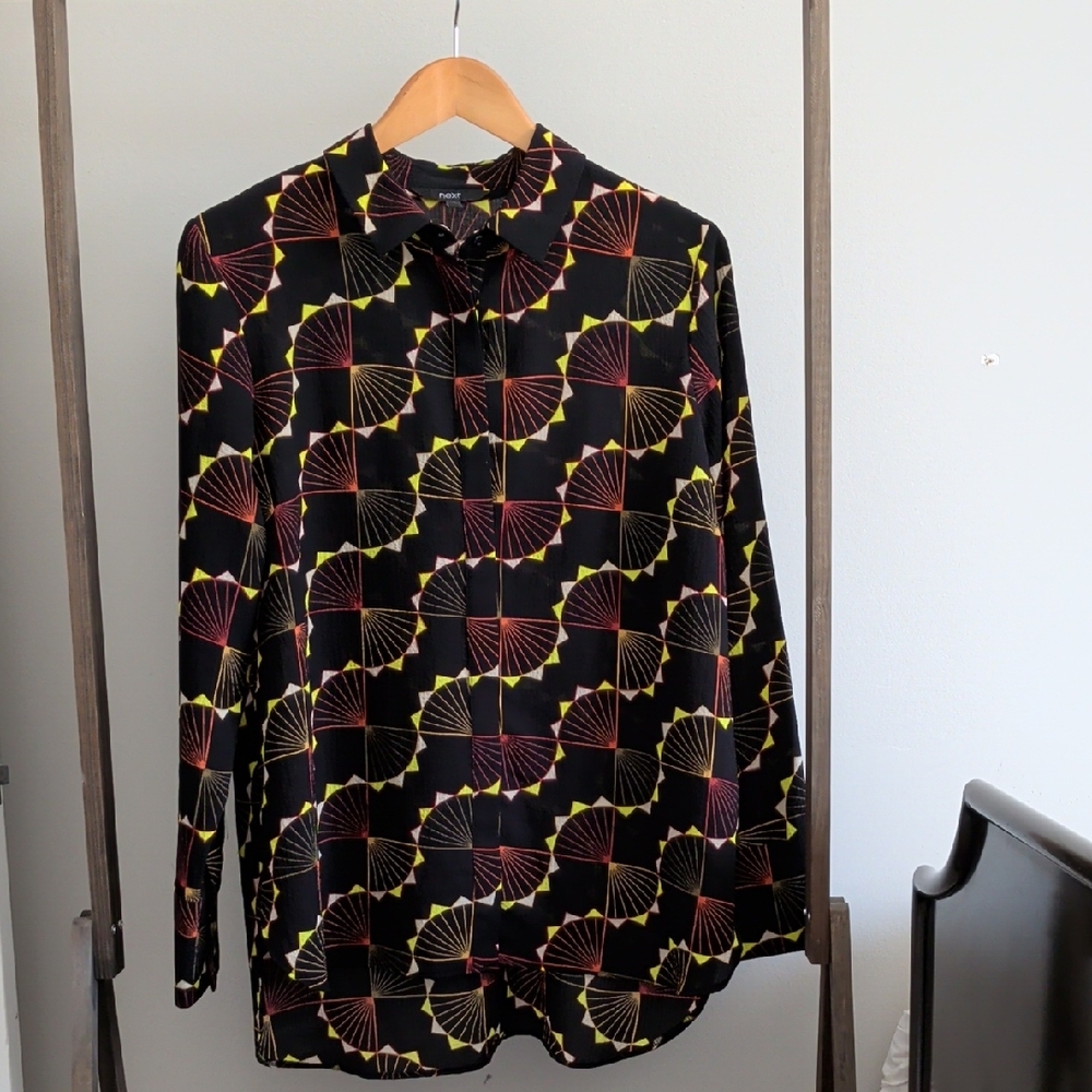 Next Black and Yellow Geometric Men's Shirt